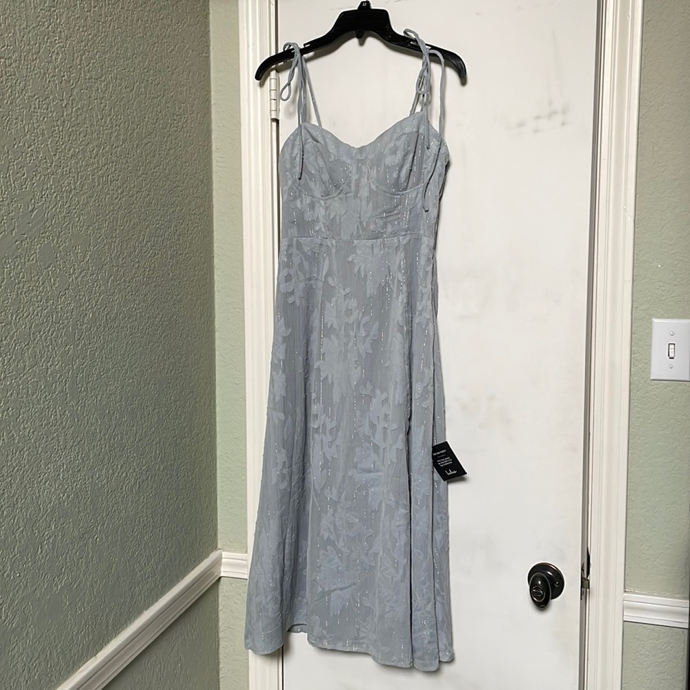 LuLus Blue/Grey Midi Dress